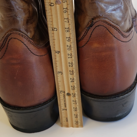Ramrods Unisex Cowboy Western Pull Up Leather Boots Tan Brown Size 10.5 D - Picture 11 of 17